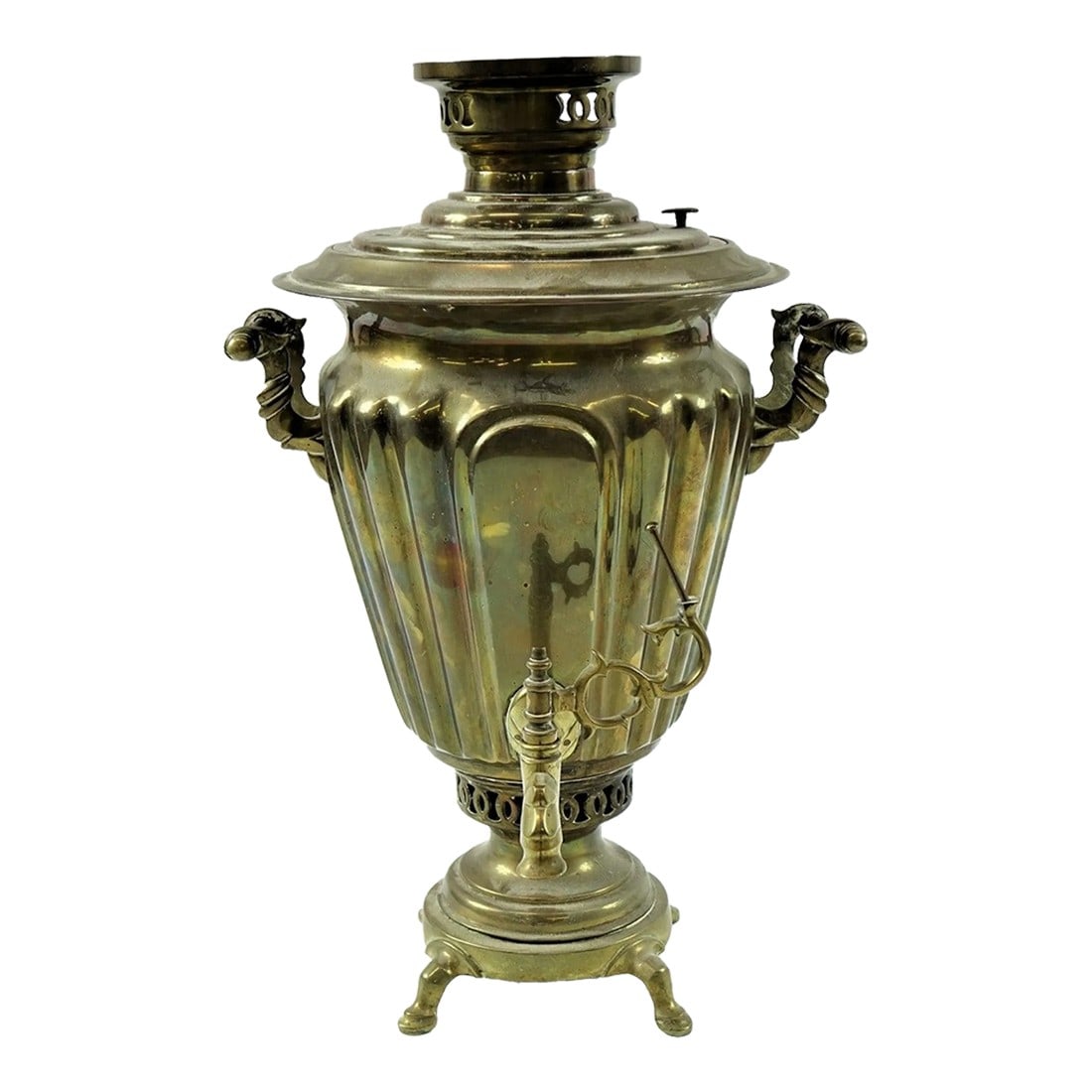 Antique Brass Russian Samovar 19th Century With Stamps Missing a Handle: Antique Brass Russian Samovar 19th Century with Stamps (missing a handle) Condition: Alterations: Unknown Imperfections: Some Imperfections Condition Notes: Good condition Dimensions: Height: 19 in. W