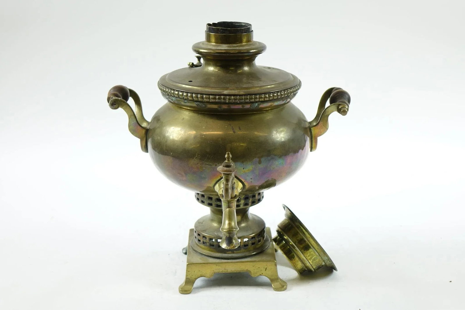 Antique Brass Russian Samovar 19th Century With Stamps Missing Top Handle - 6