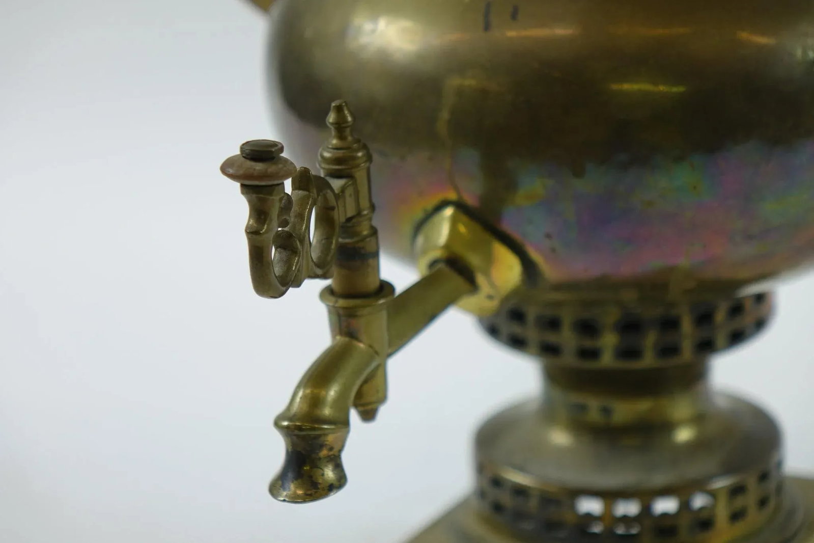 Antique Brass Russian Samovar 19th Century With Stamps Missing Top Handle - 8