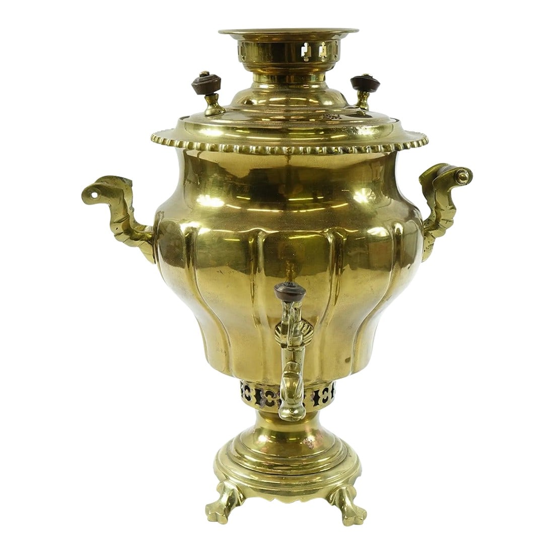 Antique Persian Brass Samovar Early 20th Century With Stamps: Antique Brass Persian Samovar Early 20th Century with Stamps Condition: Alterations: Unknown Imperfections: Some Imperfections Condition Notes: Good condition Dimensions: Height: 19 in. Width: 14 in.