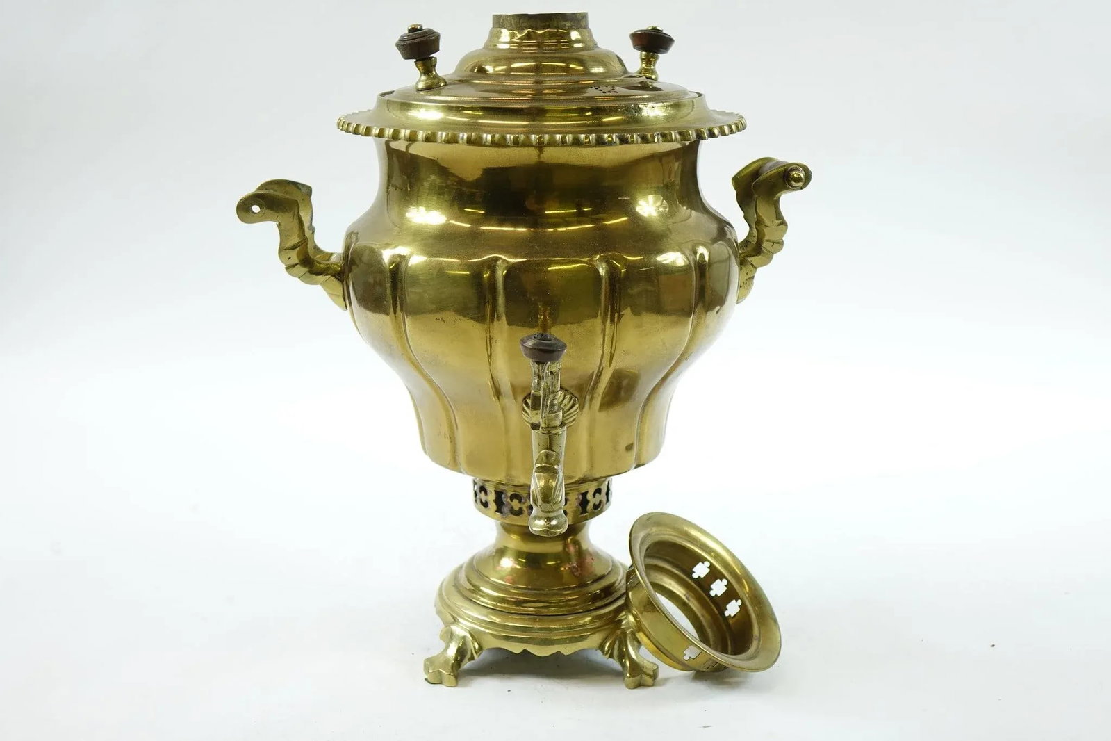 Antique Persian Brass Samovar Early 20th Century With Stamps - 7