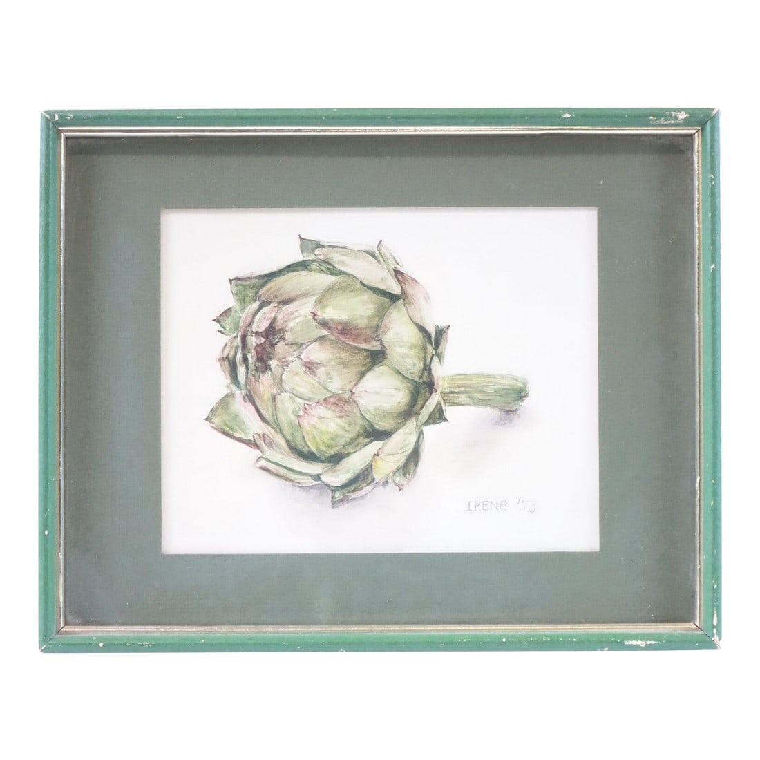 Watercolor on Paper Signed on the Bottom 1973: Artichoke Watercolor on Paper, Signed and Dated 1973 – 15" x 12" Add a touch of botanical charm to your home with this original watercolor on paper, beautifully capturing the organic form and