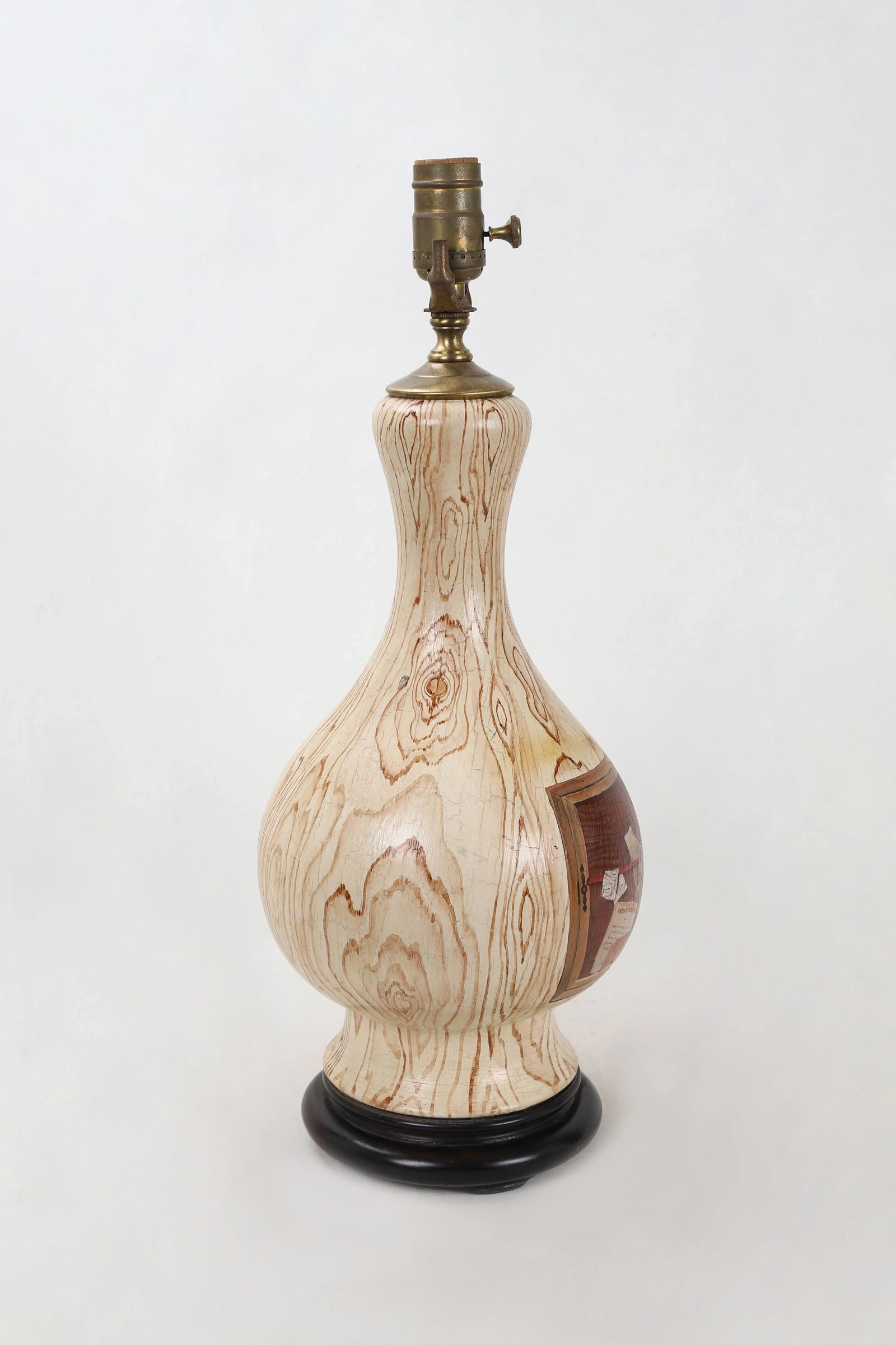 1980s Vintage Wooden Vase Lamp With Faux Wood Finish - 3