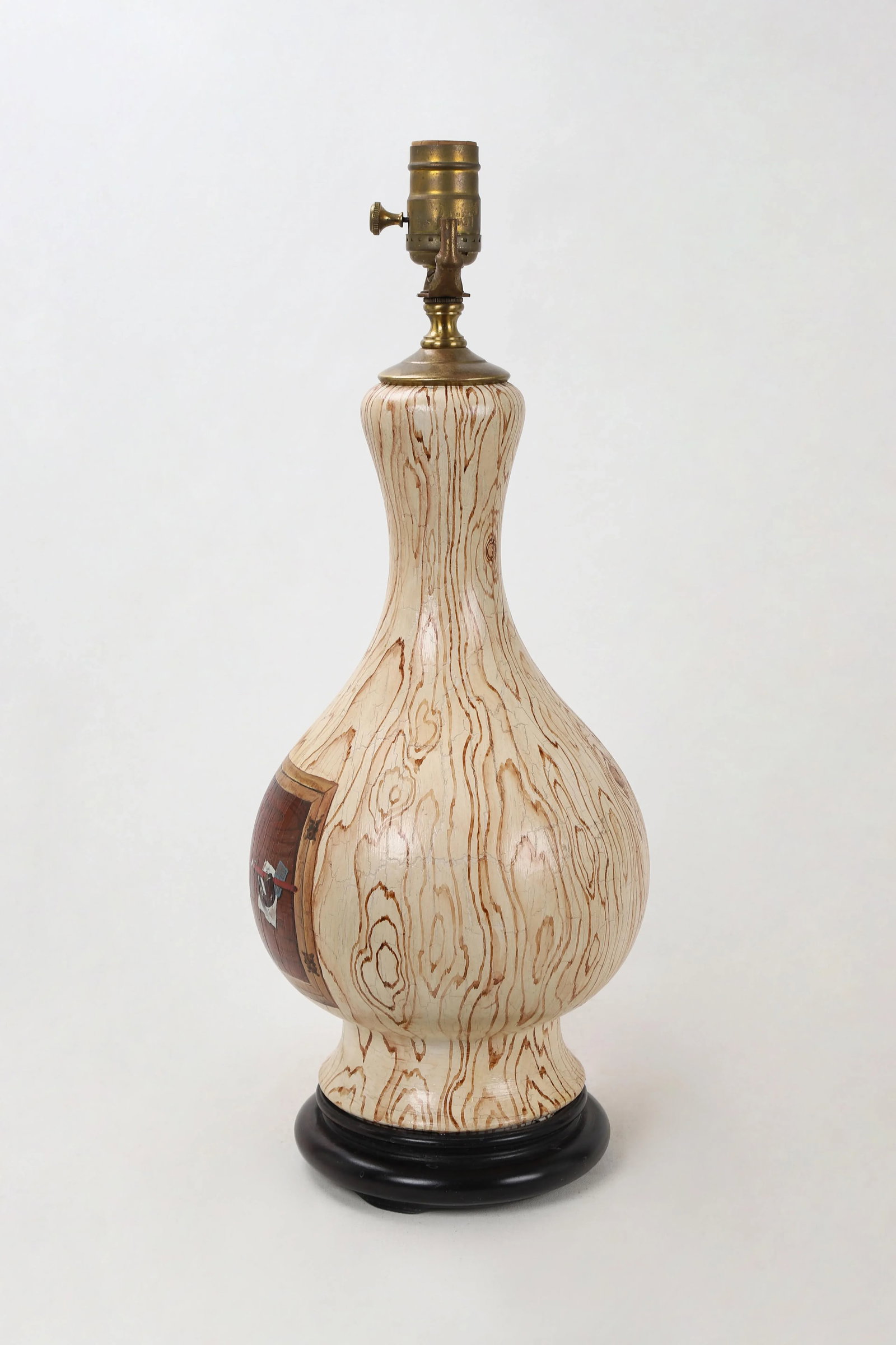 1980s Vintage Wooden Vase Lamp With Faux Wood Finish - 4