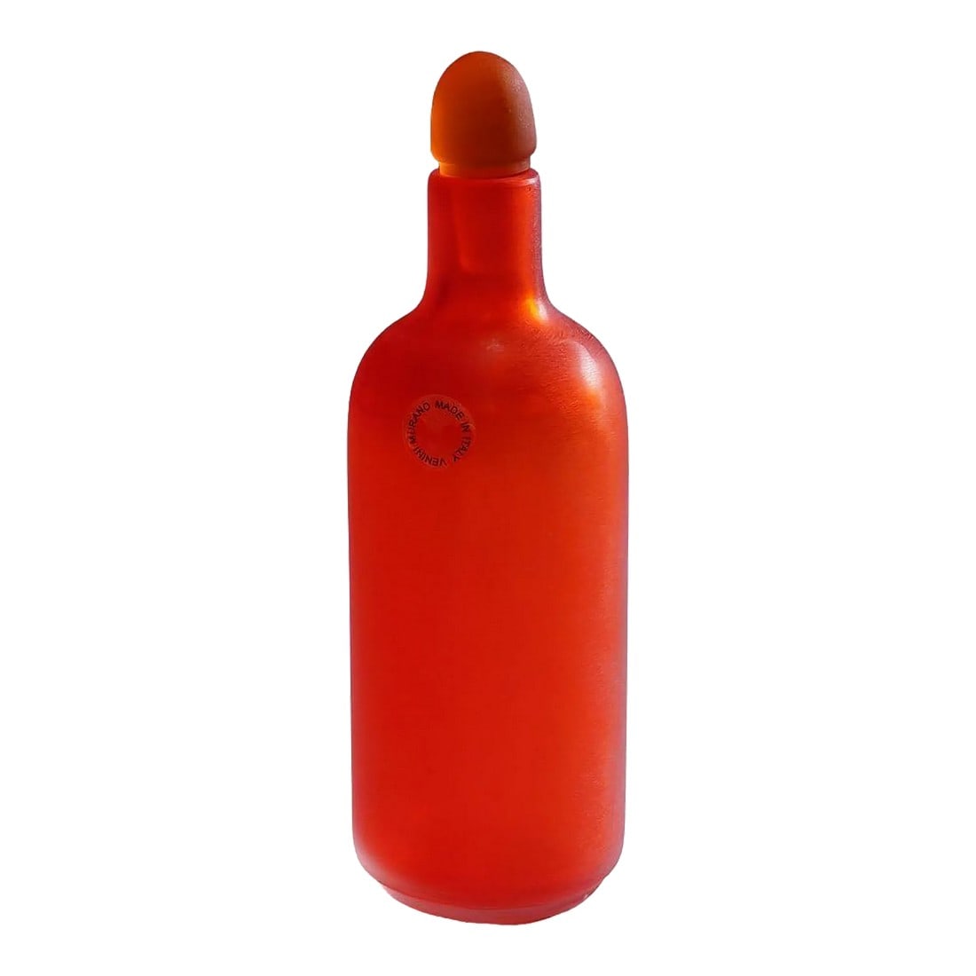 Paolo Venini Inciso Glass Bottle Manufactured by Venini 1990s: Paolo Venini Inciso Glass Bottle Manufactured by Venini 1990s A vintage "Inciso" glass bottle designed by Paolo Venini in 1956 and manufactured by Venini, Venice in 1997. Clear and red glass with inci