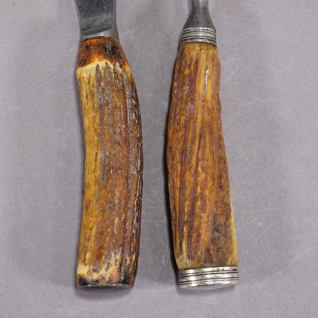 Antique Deer Horn Carving Set, Sheffield ca. 1900s - Set of 2 - 6