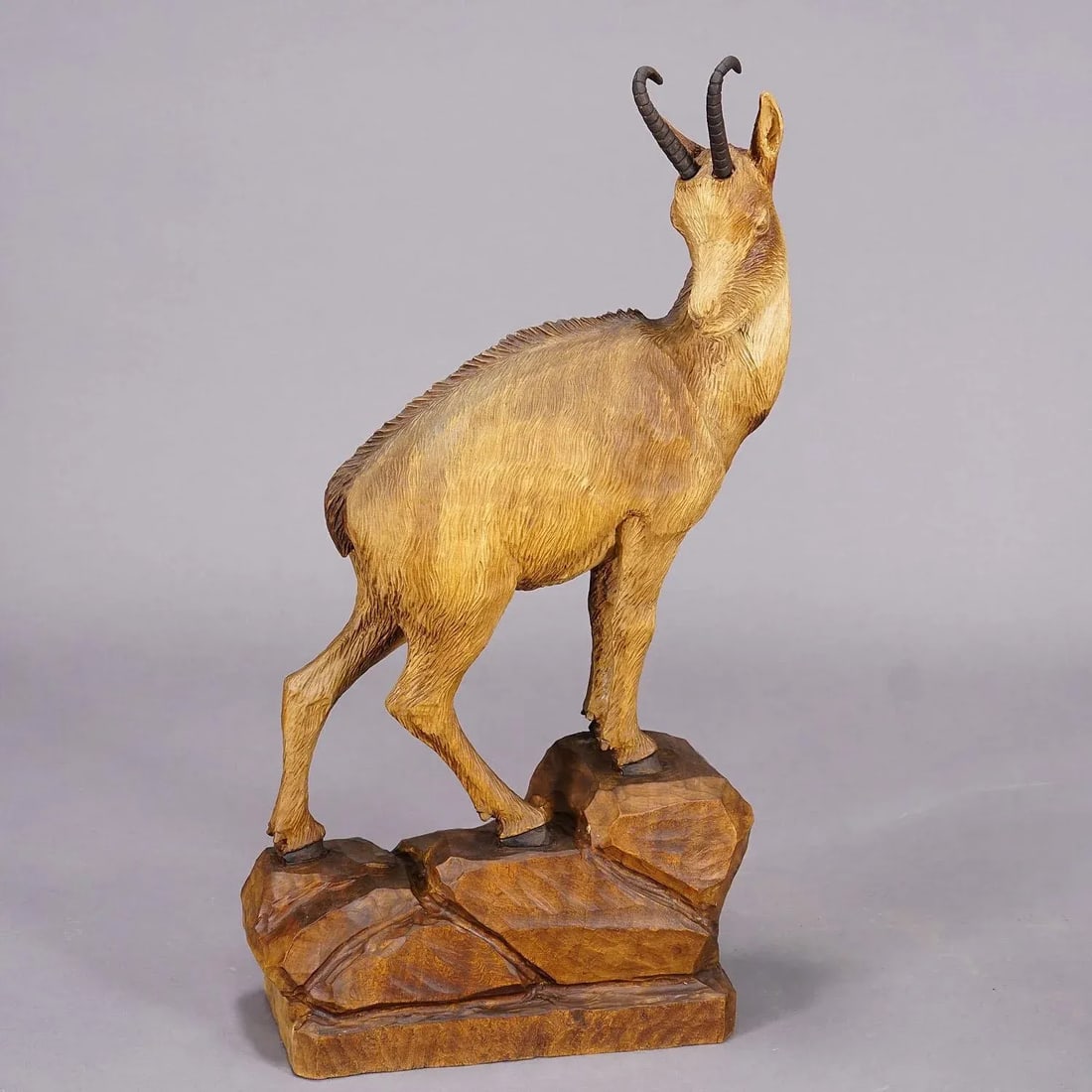 Wooden Carved Ibex and Chamois Sculptures Attr. To Rudolf Heissl Jr. Ca. 1960s - 3