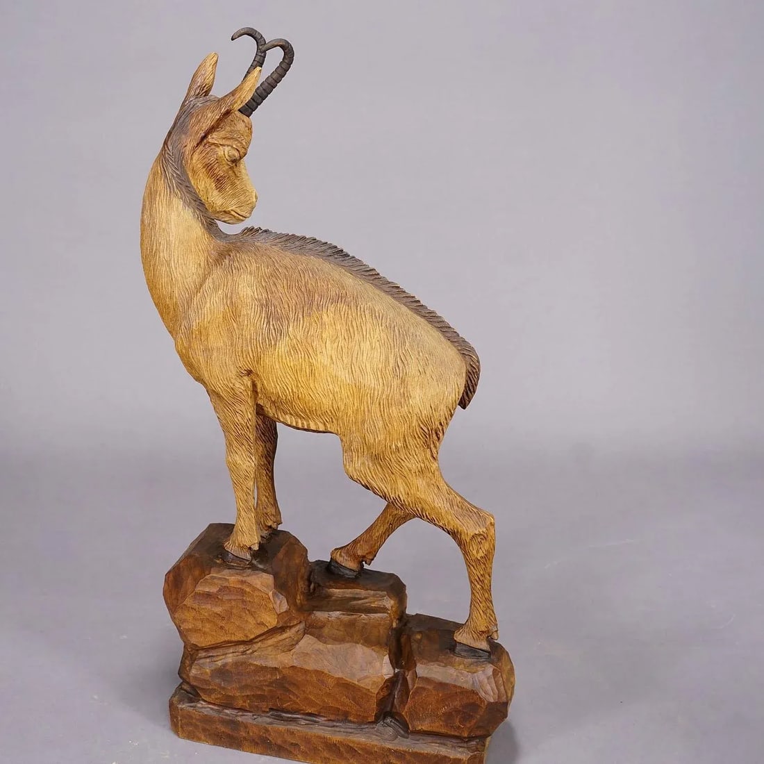 Wooden Carved Ibex and Chamois Sculptures Attr. To Rudolf Heissl Jr. Ca. 1960s - 8