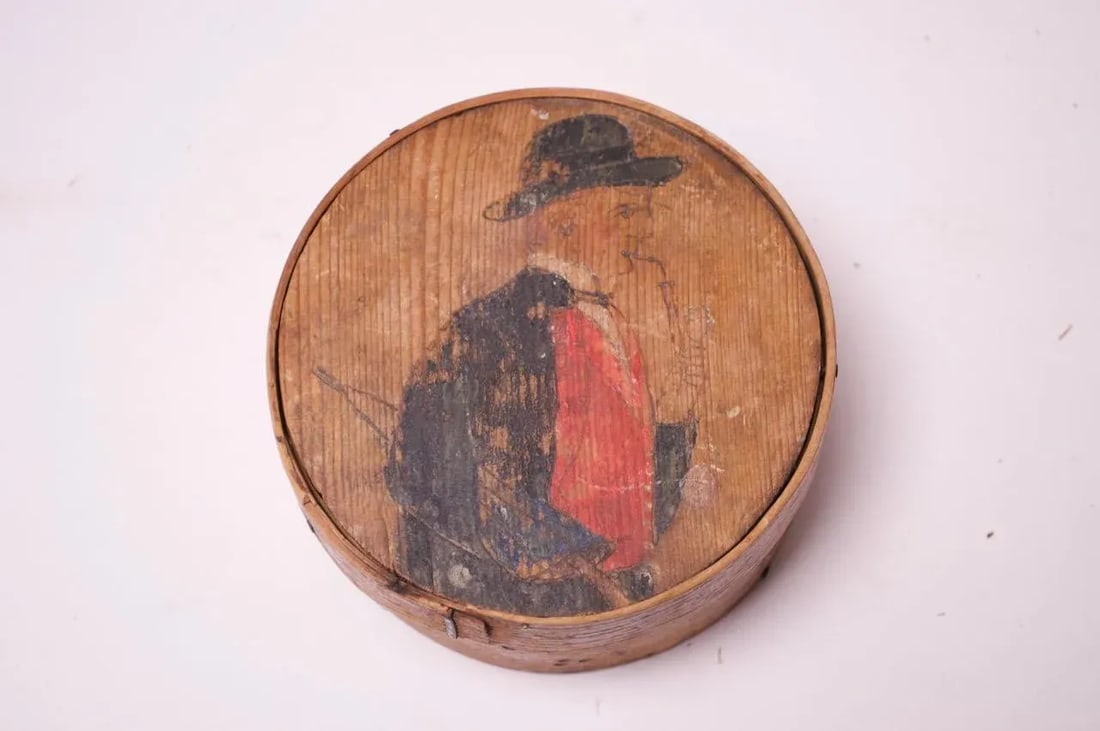 Antique English Snuff Box / Pipe Tobacco Case With Hand-Painted Decoration - 3