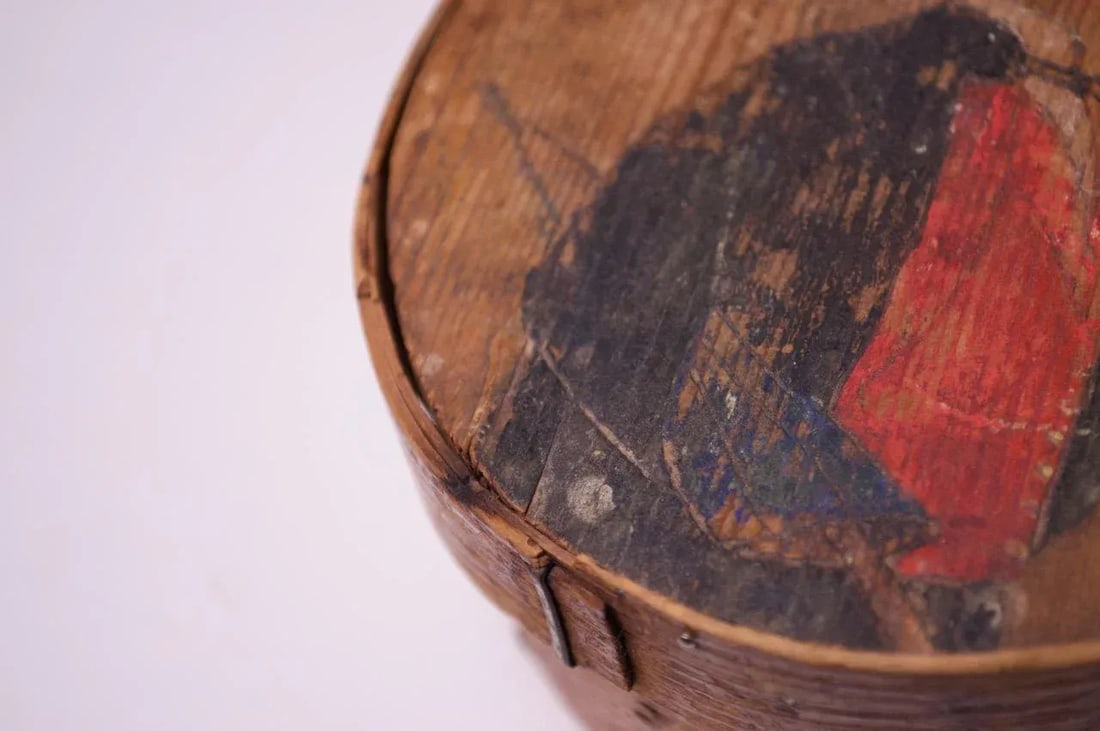 Antique English Snuff Box / Pipe Tobacco Case With Hand-Painted Decoration - 9