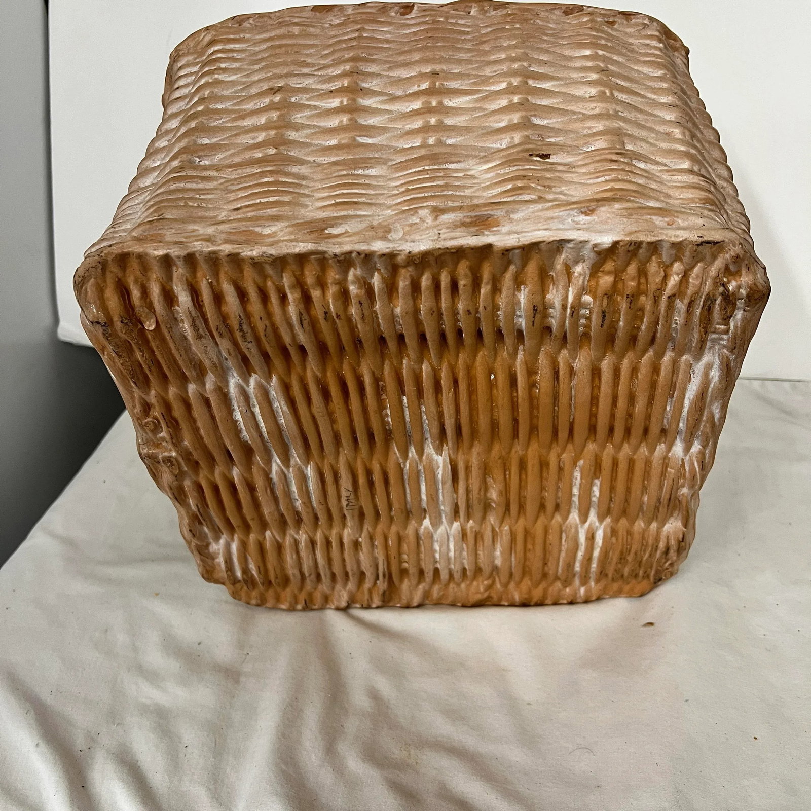Handmade Terra Cotta Square Basket Planter With Attached Bird and Leaf - 9