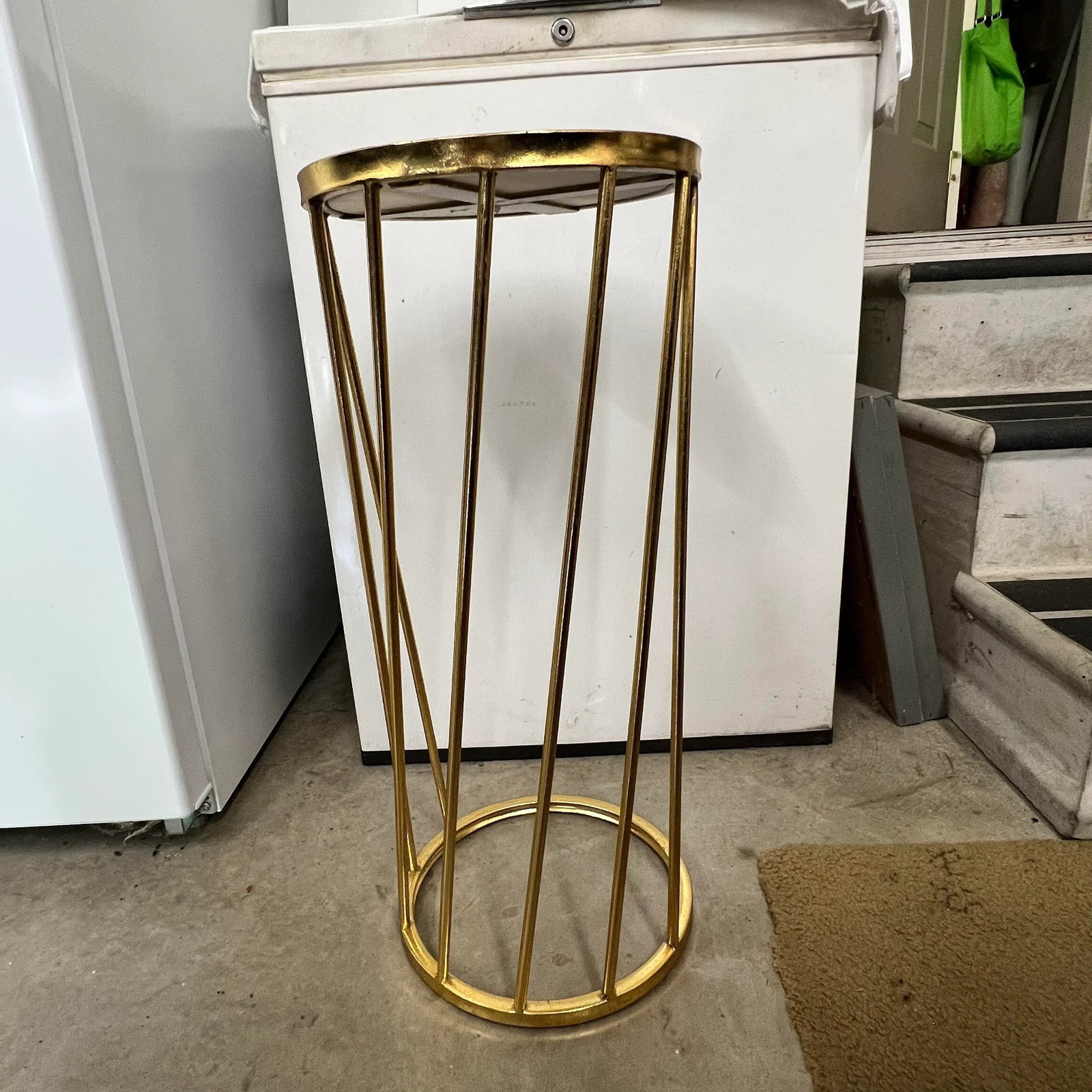 Modern Design Metal Gilt Gold Marble Top Round Side / Drink Table - 2