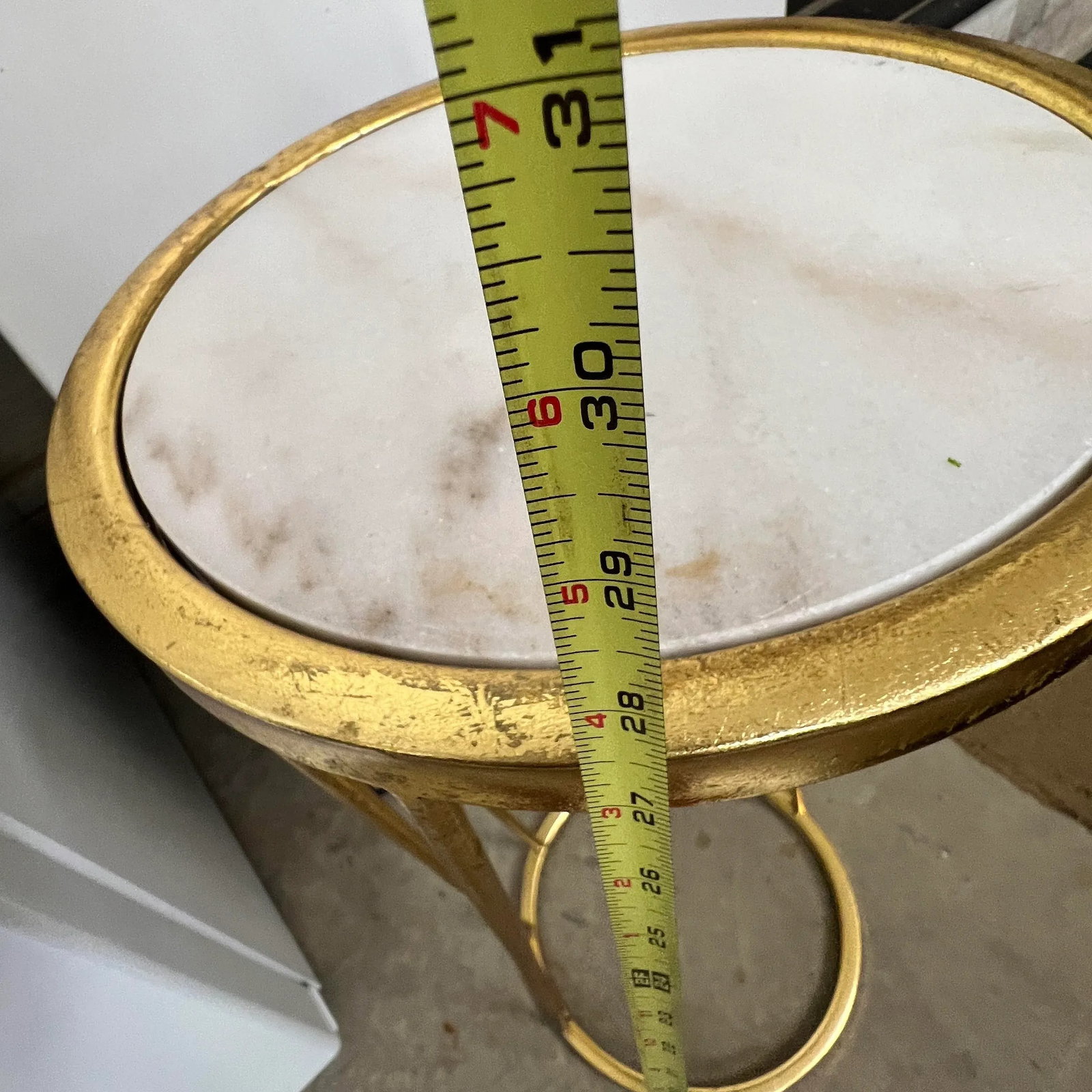 Modern Design Metal Gilt Gold Marble Top Round Side / Drink Table - 6