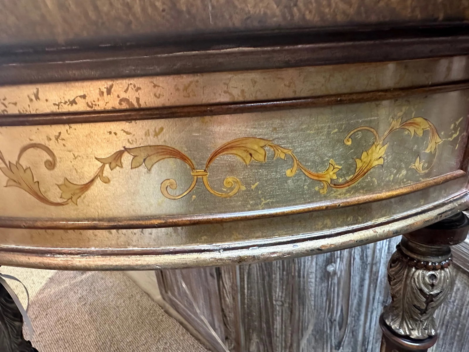 Hand Painted Demilune Console by Theodore Alexander - 3