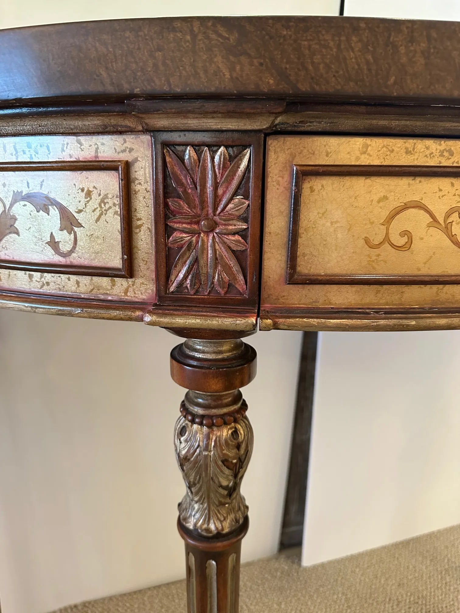 Hand Painted Demilune Console by Theodore Alexander - 7