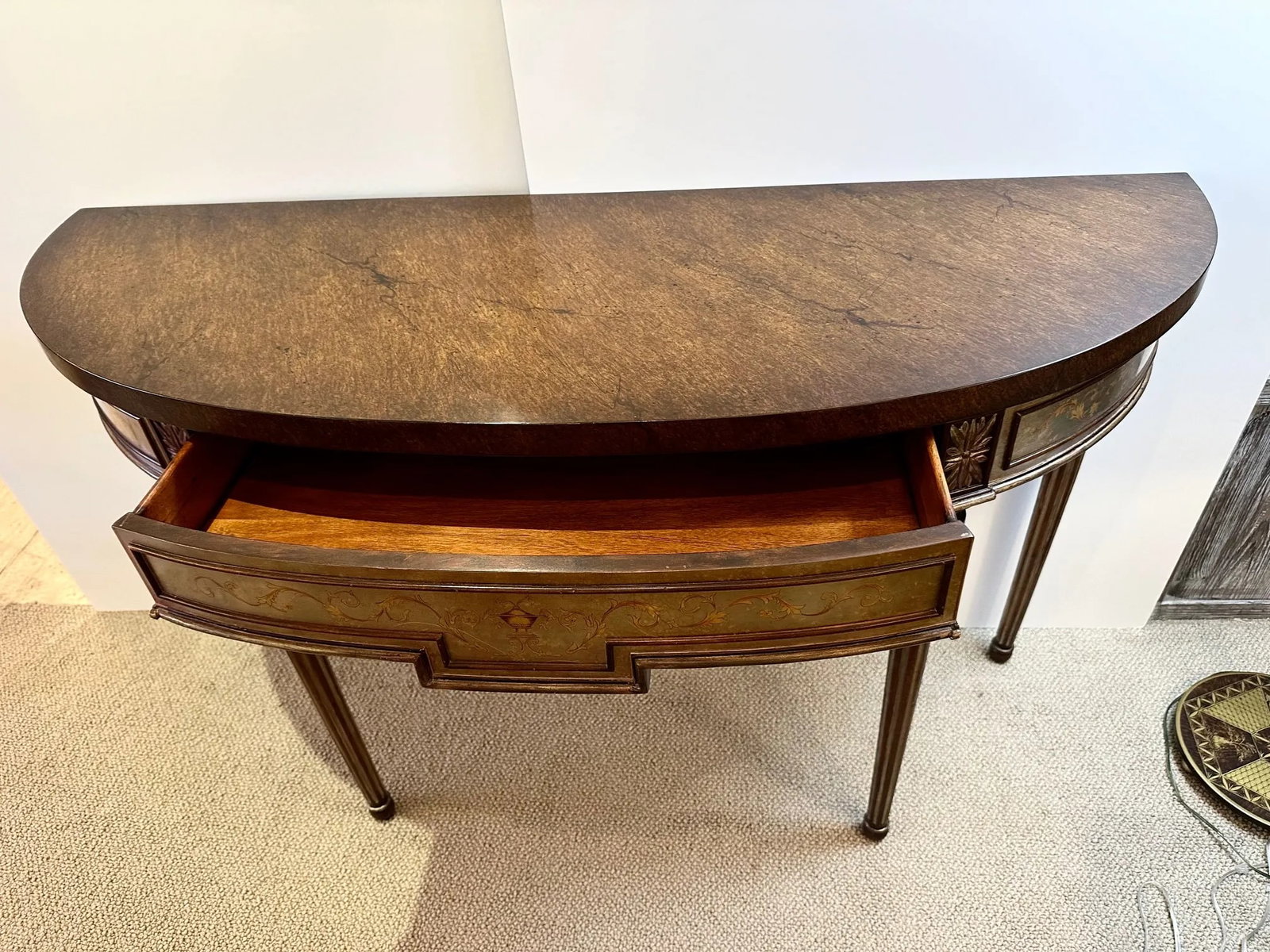 Hand Painted Demilune Console by Theodore Alexander - 8
