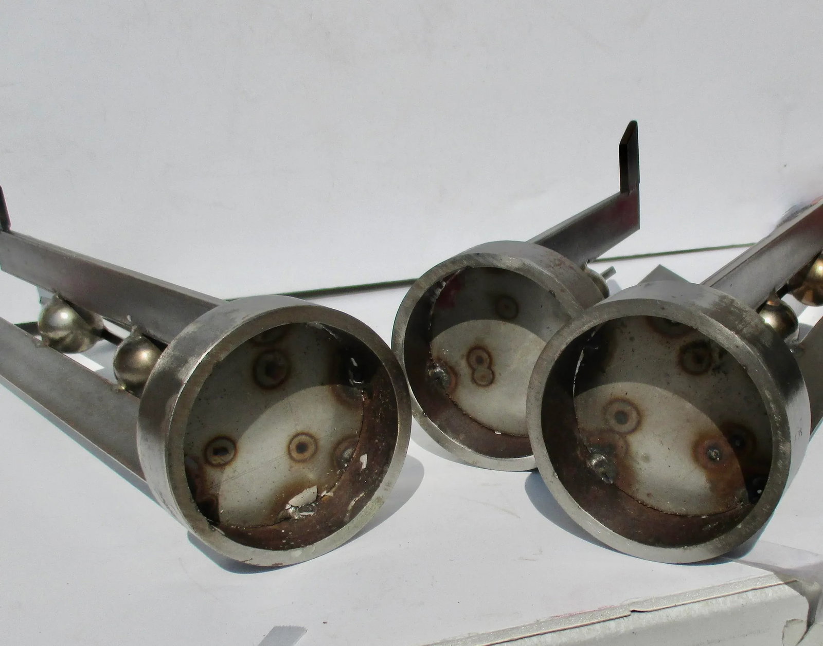 Large Set Welded Steel Candle Holders Circa 80s' - Set of 3 - 3