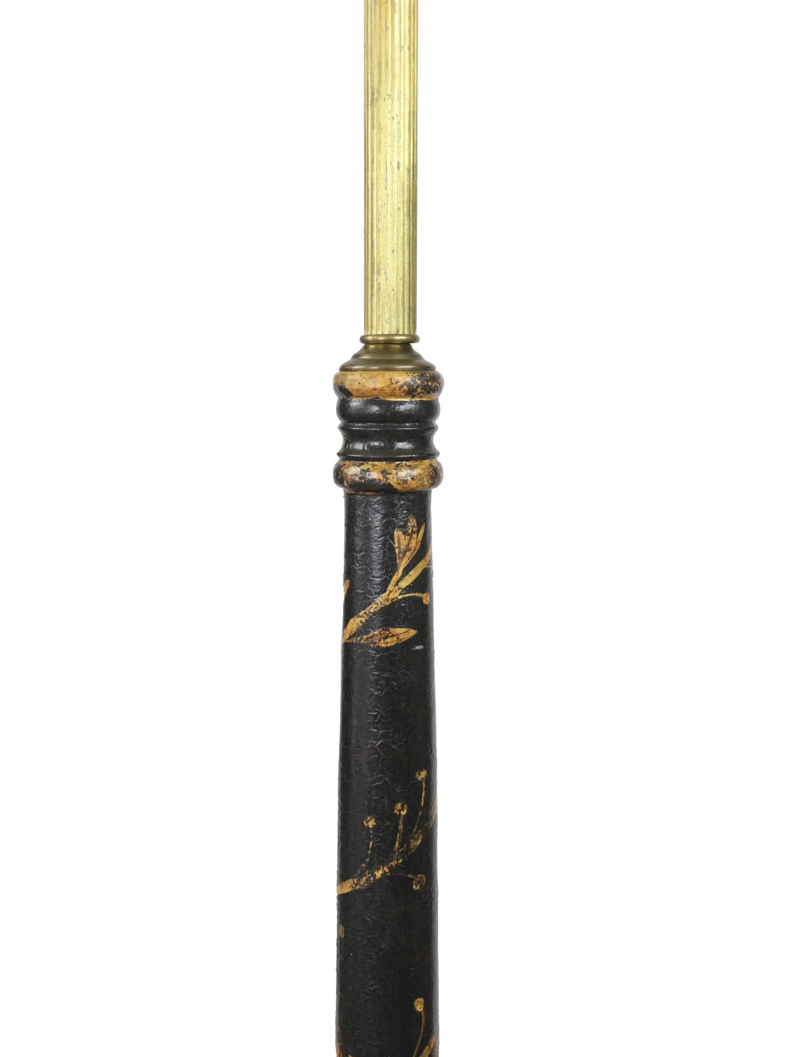 Vintage Black Small Table Floor Lamp With Hand-Painted Gold Laurel Leaves. - 2
