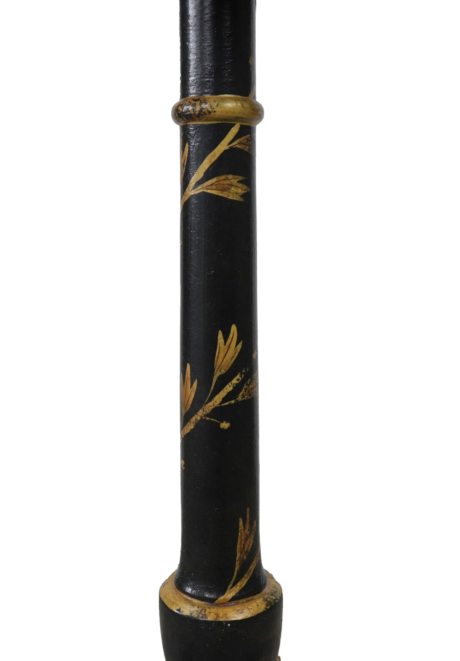 Vintage Black Small Table Floor Lamp With Hand-Painted Gold Laurel Leaves. - 4