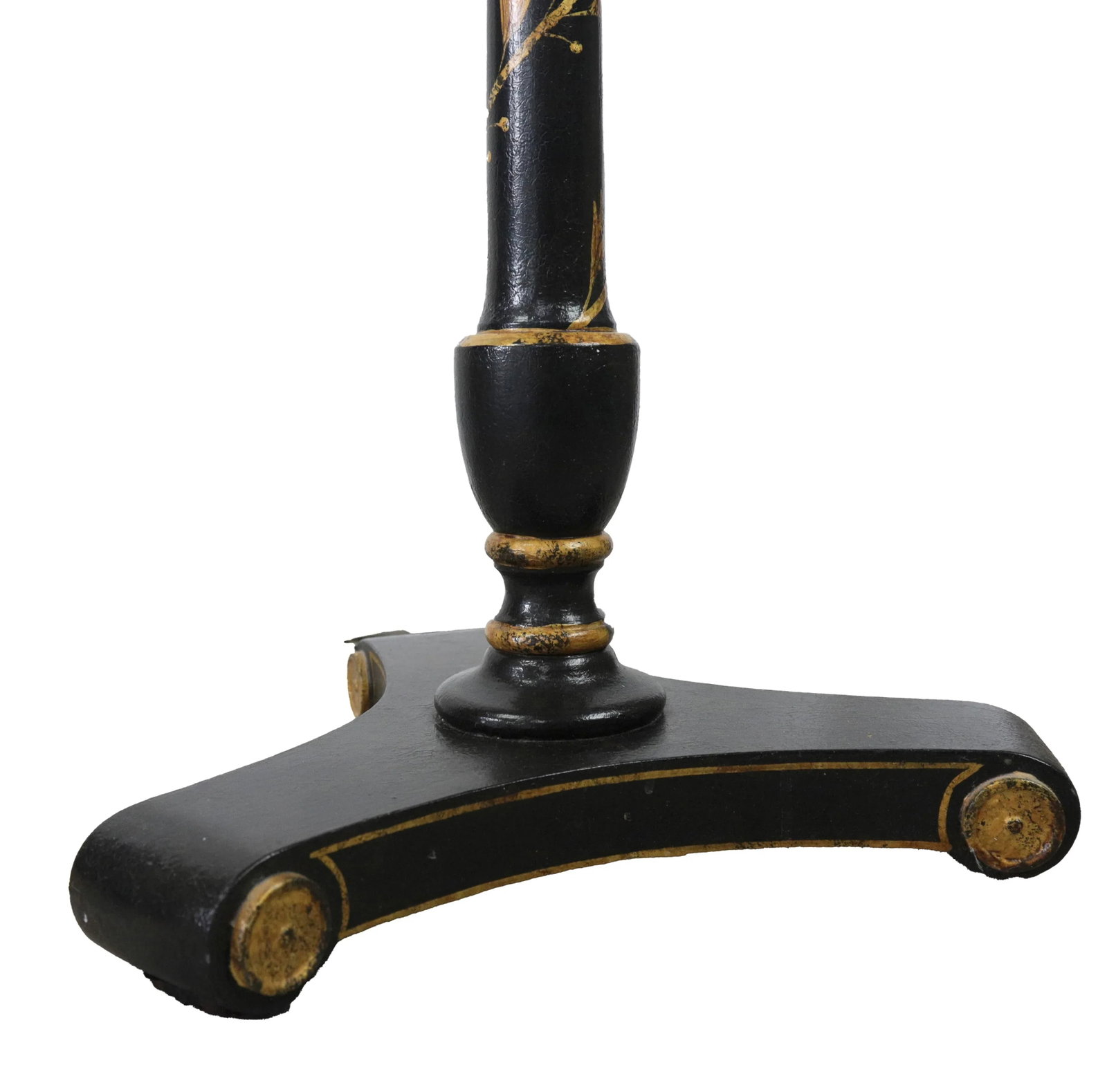 Vintage Black Small Table Floor Lamp With Hand-Painted Gold Laurel Leaves. - 7