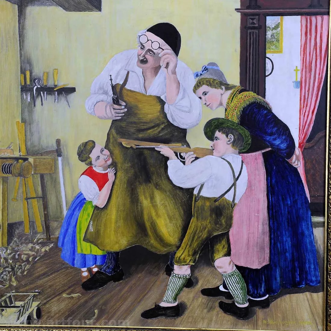 W. Melchinger - Bavarian Folksy Scene in Joinery - 3