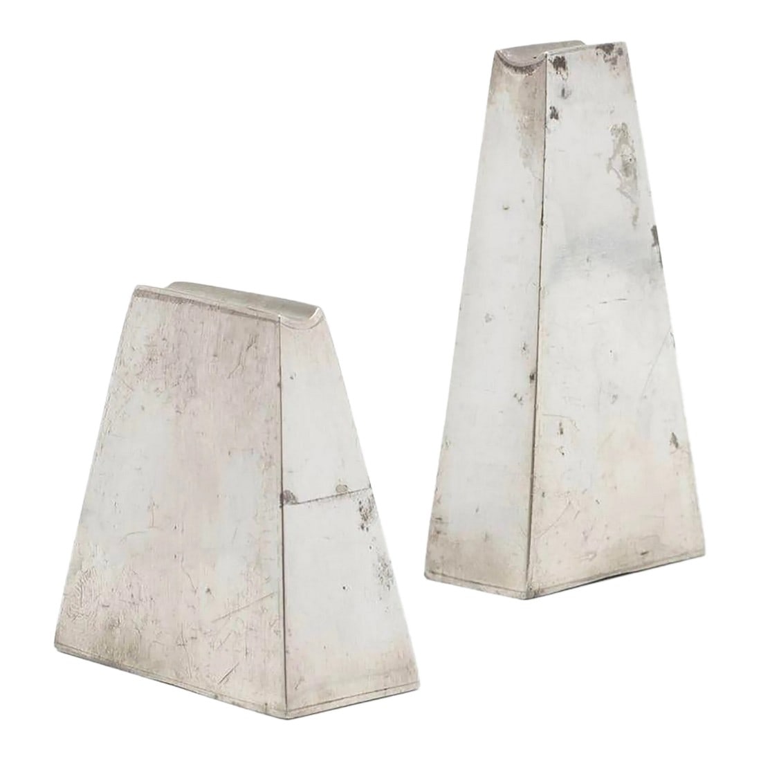 Paul Evans Salt and Pepper Shakers in Pewter, Circa 1955: Paul Evans Salt and Pepper Shakers in Pewter 1955c. Rare set by Raymor. Impressed distributor's mark to underside of salt shaker "˜Pewter SP Denmark Raymor'. Dimensions: Salt: 2 h × 2 w