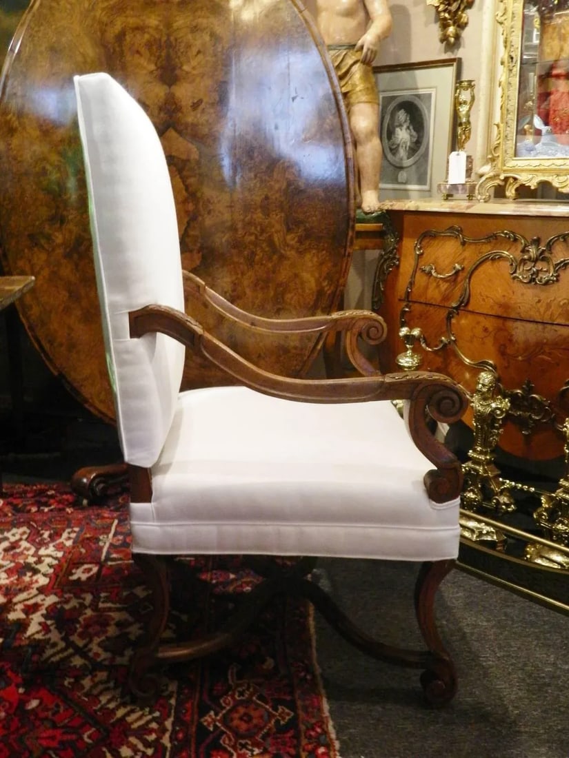 19th Century French Provincial Carved Walnut Armchair - 2