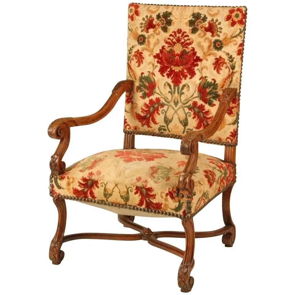 19th Century French Provincial Carved Walnut Armchair - 8