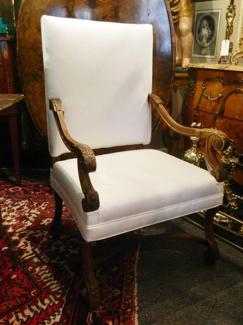 19th Century French Provincial Carved Walnut Armchair - 9