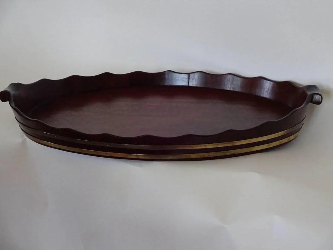 Large George III Oval Mahogany Tray With Fluted Edge - 4