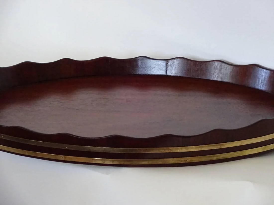 Large George III Oval Mahogany Tray With Fluted Edge - 5