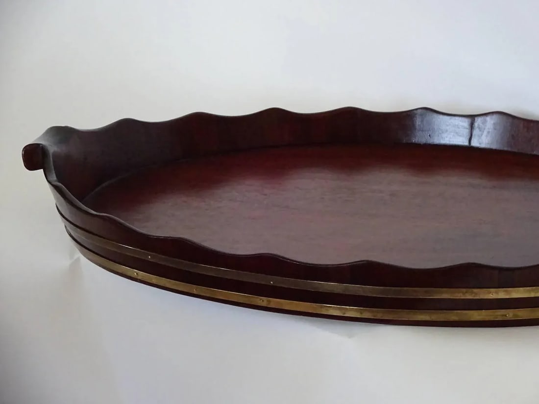 Large George III Oval Mahogany Tray With Fluted Edge - 6