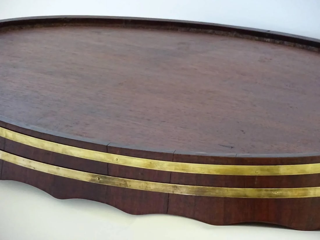 Large George III Oval Mahogany Tray With Fluted Edge - 8