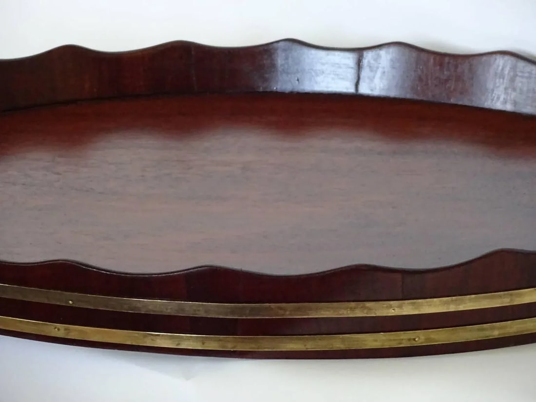 Large George III Oval Mahogany Tray With Fluted Edge - 9