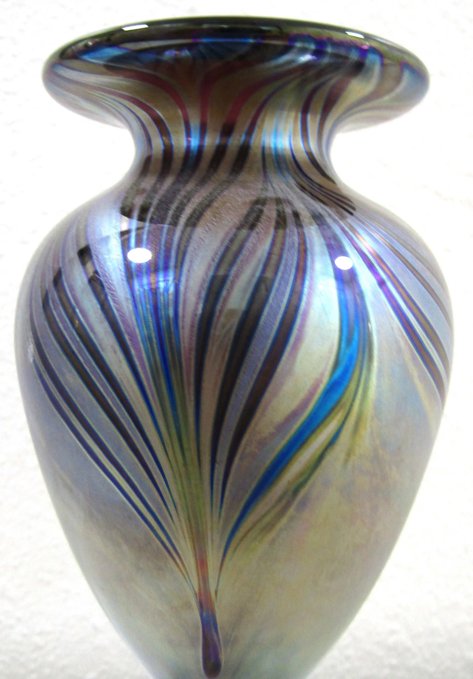 Vintage Original Chris Heilman Athens Art Glass Vase Hand Made Signed 1979 - 10