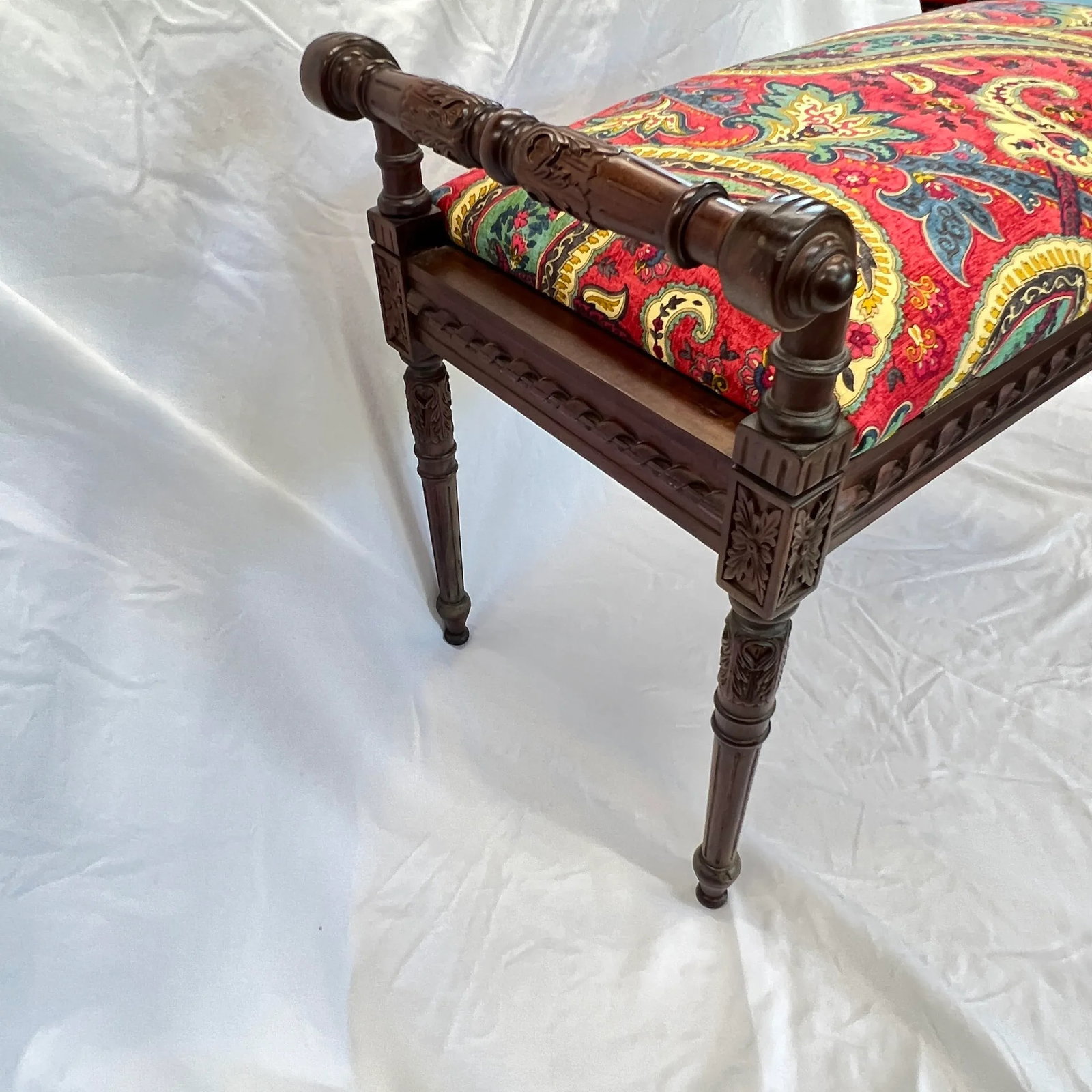 1920s Italian Hand Carved Mahogany Bench - 2