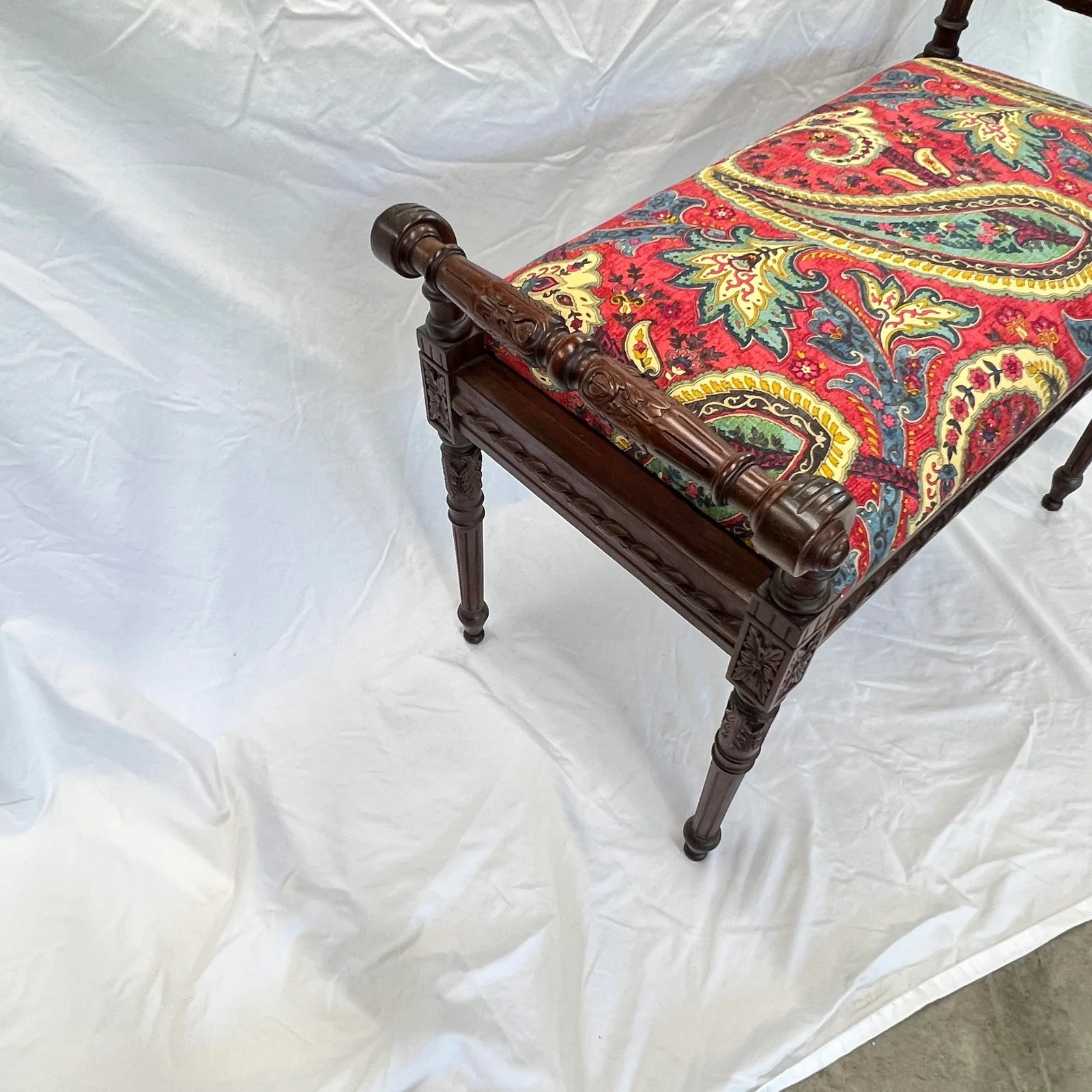 1920s Italian Hand Carved Mahogany Bench - 5