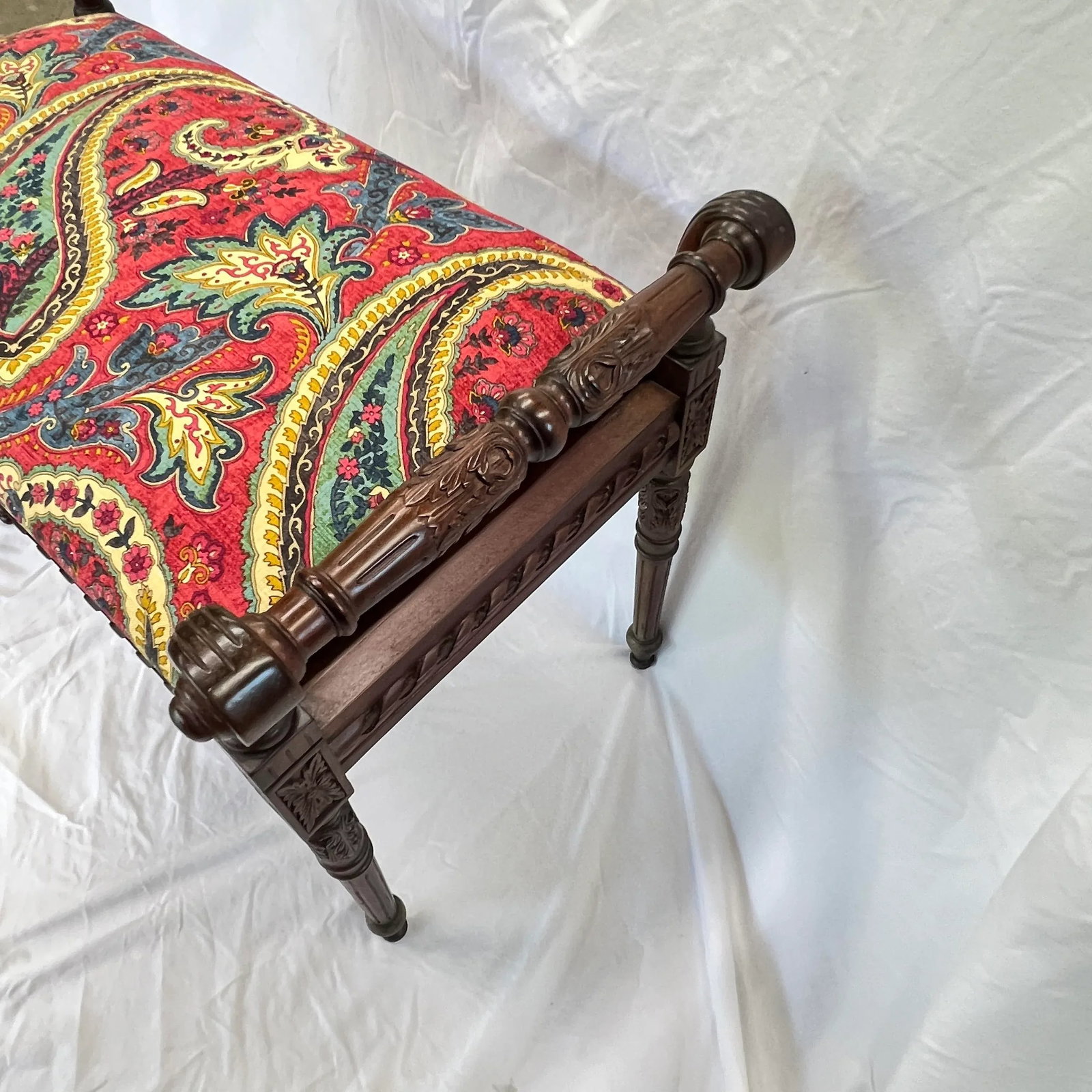 1920s Italian Hand Carved Mahogany Bench - 6