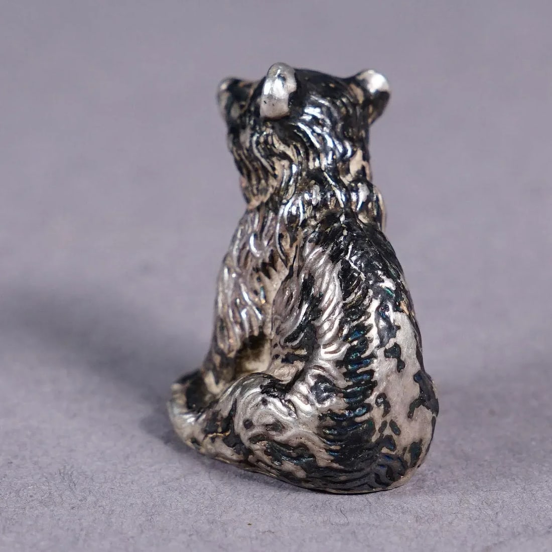 Tiny Sterling Cast of a Sitting Bear - 3