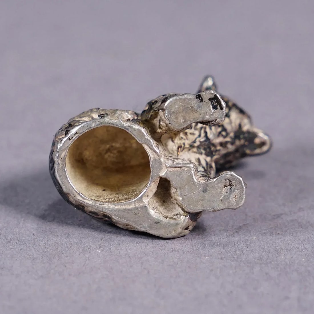 Tiny Sterling Cast of a Sitting Bear - 4