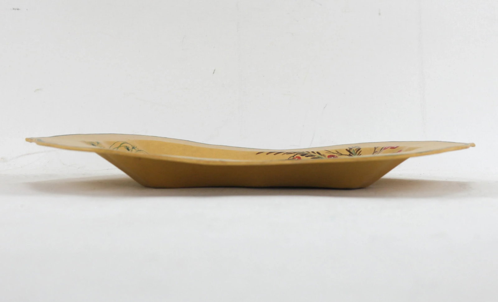 Vintage Yellow Hand Painted Chinoiseries Plate and Serving Tray - 5