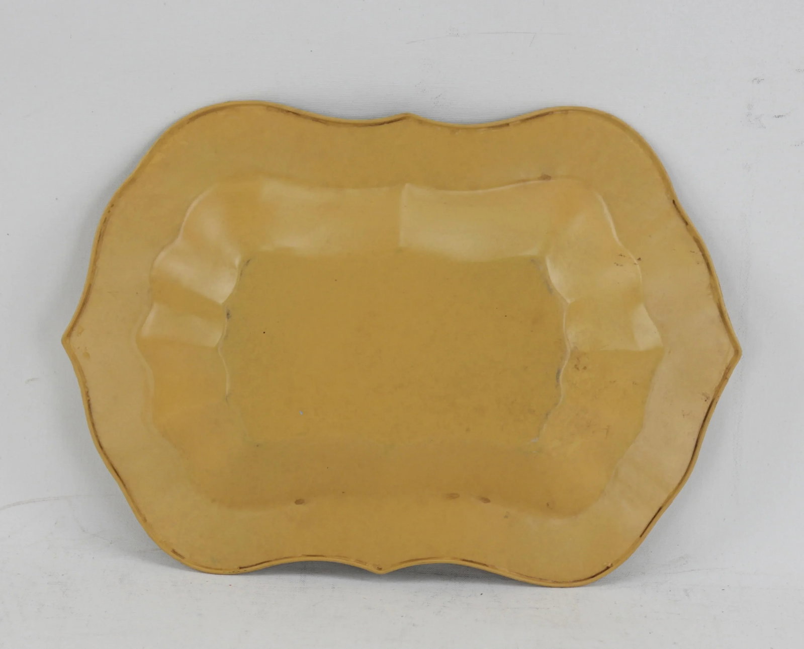 Vintage Yellow Hand Painted Chinoiseries Plate and Serving Tray - 9