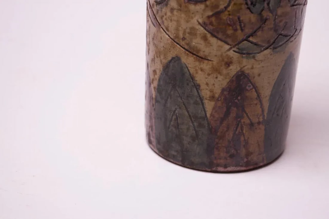 Vintage Japanese Otagiri Incised Vase by Omc - 11