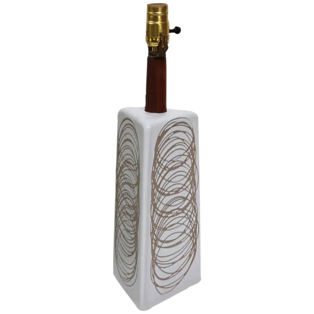 Triangular Martz Table Lamp with Sgraffito Circular Pattern (1 of 10)