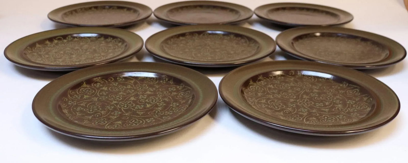 Set of Eight Vintage Franciscan "Madeira" Pottery Earthernware Dinner Plates - 2