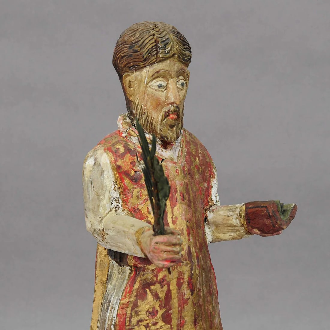 Wooden Carved Sculpture of a Saint Ca. 1850 - 4