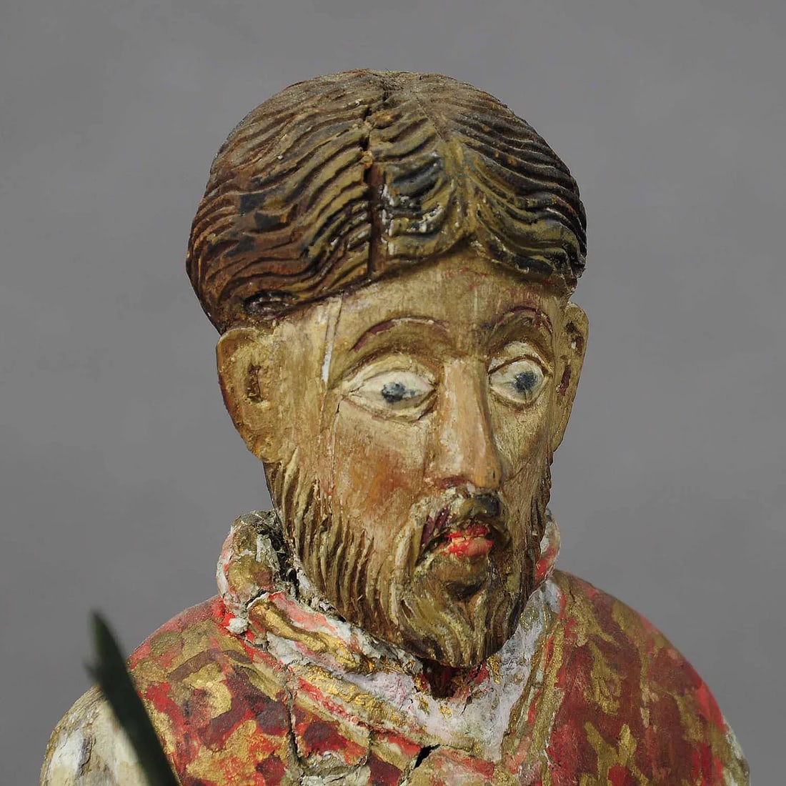 Wooden Carved Sculpture of a Saint Ca. 1850 - 5