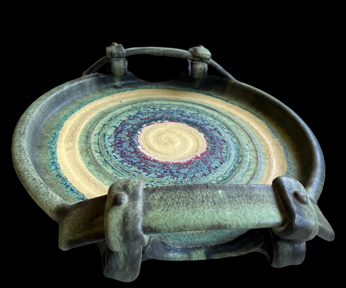 Handmade Greek Studio Ceramic Art Tray by Christos Tsimbourlas - 4