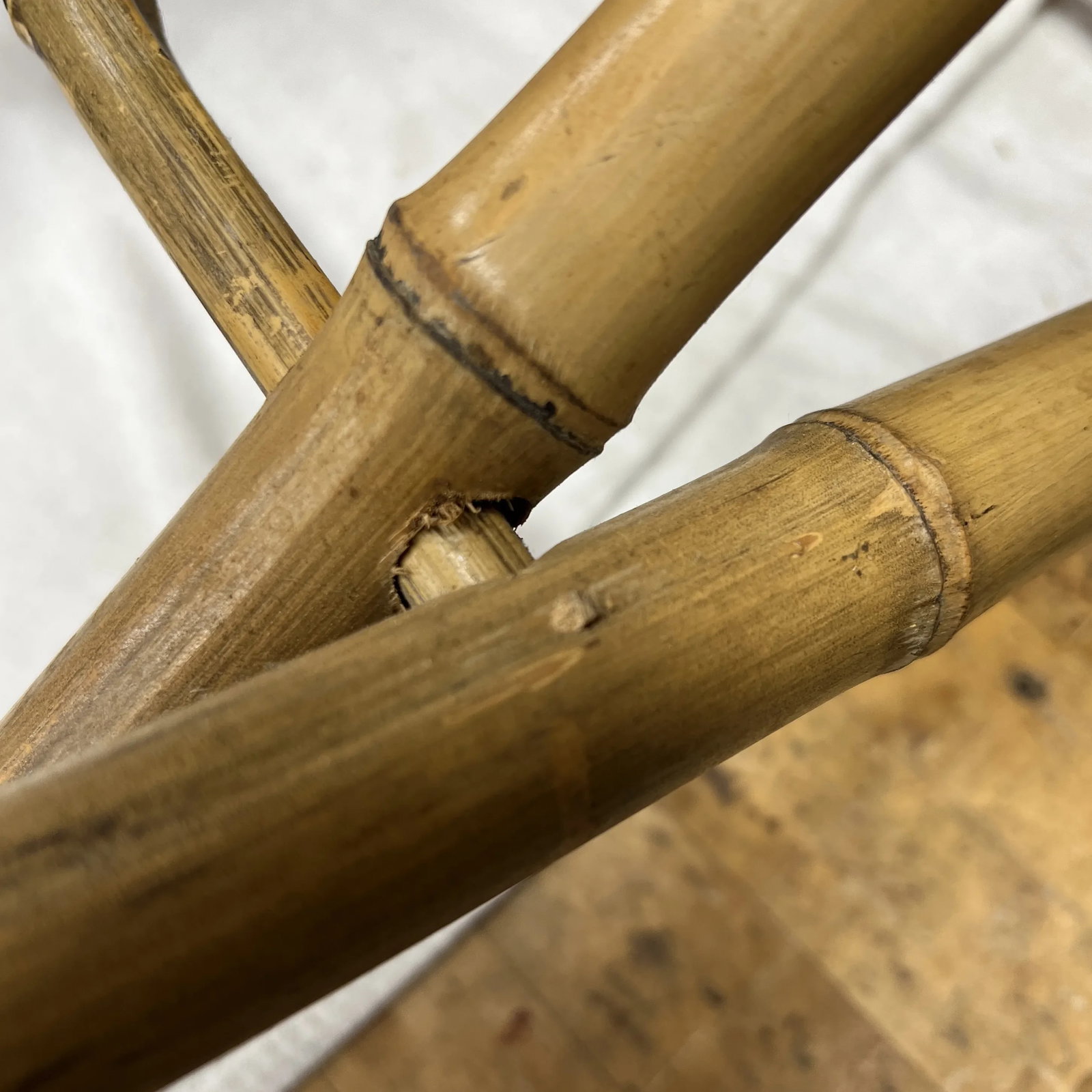 Folding Bamboo Side / Drink Table , Peg Construction - 5