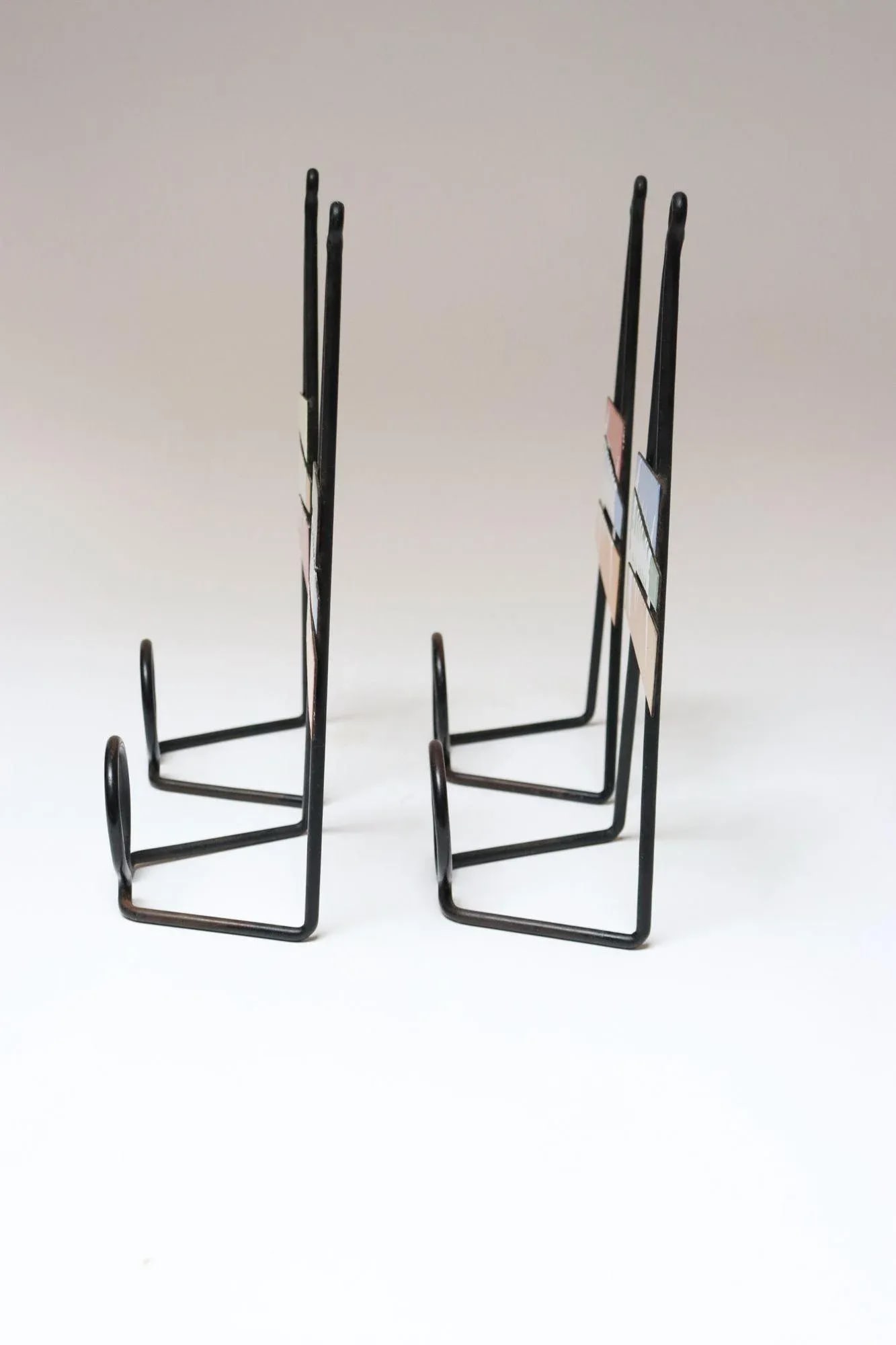 Set of Four Italian Modern Enamel and Steel "Fish" Mounted Coat Hooks by Siva - 3